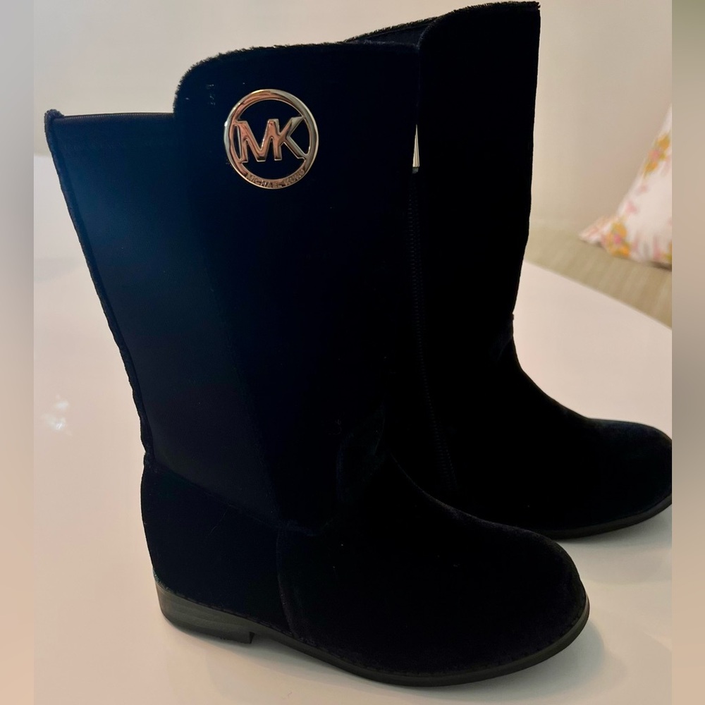 Michael Kors Emma Lily Black Velour Boots Little Girls Toddler Size 9